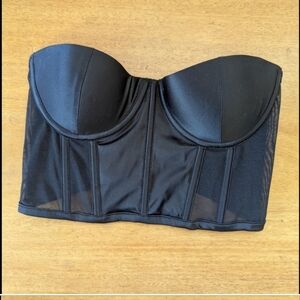 Meshki Black Satin Classic Bustier Corset Top Cropped